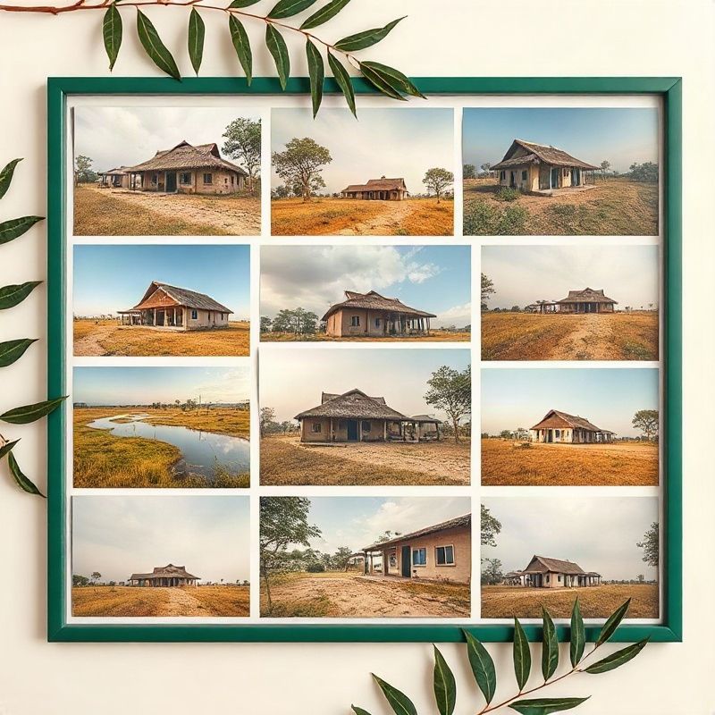 Curated grid of Kisumu property photographs with emerald-green framing elements