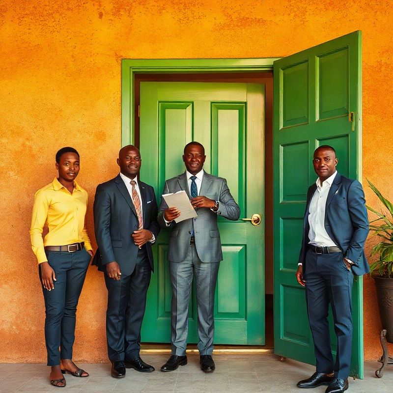 Deltahpanda team standing outside their Kisumu office